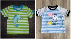 NEW Boutique Fishing Farm Animals Boys Short Sleeve Shirt Lot Size 5-6 - Picture 1 of 2