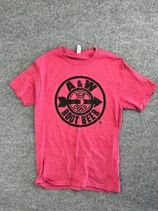 A&W Root Beer T Shirt Men's S Pink Ice Cold Restaurant Short Sleeve Crew Neck - Picture 1 of 5