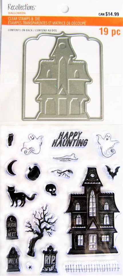 Halloween Haunted House Clear Stamp and Die Set 19 Pcs by Recollections 638304