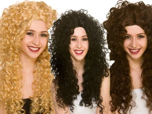 Lange Enge Locken Perücke Damen Kostüm Zubehör 1980s Perücke - Imagen 1 de 4
