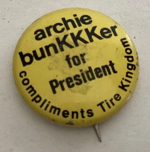 Vintage Archie Bunker Pin Button “ARCHIE BUNKKKER FOR PRESIDENT” - Picture 1 of 3