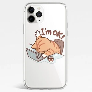 Cartoon Funny Cat I'm OK Phone Case For iphone 16 15 14 13 12 11 ProMax XR 7 8 - Picture 1 of 13