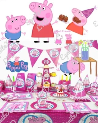 PARTY FUNGAMA PEPPA PIG Girls Birthday Party Decorations Tableware Supplies Pink Children Kids
