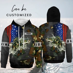 Personalisierter Angeln 3D Hoodie, All Over Print Angeln Hoodie mit individuellem Namen - Bild 1 von 6