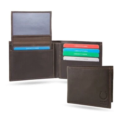 Indianapolis Colts Brown Leather Billfold Wallet - With RFID Blocking - Image 1 of 4