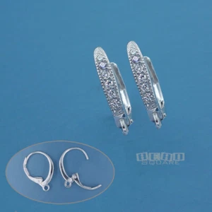 2 Sterling Silber CZ Leverback Leverback Ohr Draht Ohrringe, offene Schleife #33538 - Bild 1 von 3