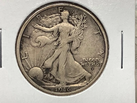 1916-D 50c Walking Liberty Silver Half *Grand Pa’s Collection* Nice1, Don’t Miss Cover