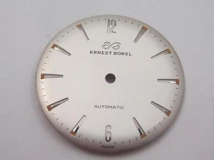 Watch Dial Mens Ernest Borel Automatic Vintage 28.5mm Silver Markers Pearl NOS - Picture 1 of 1