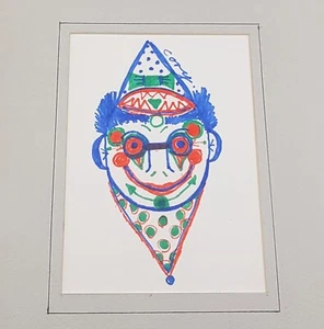 Vintage C. Cory Art Original Clown Face red green blue - Picture 1 of 5