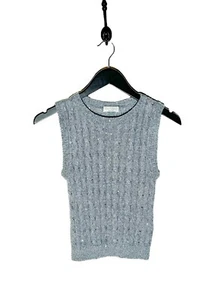 Brunello Cucinelli Grey Sequined Cable Knit Vest Top - SMALL - Picture 1 of 8