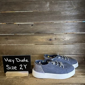 Neu 45 $ große Kinder Hey Dude Cody Jugend Handwerk marineblau bequeme Schuhe Größe 2 Y - Bild 1 von 6