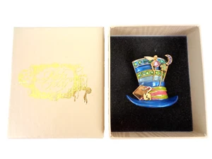 Kirks Folly Alice In Wonderland Mad Hatter Enamel Brooch Pin Pendant Boxed Rare - Picture 1 of 5
