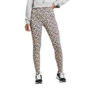 Women's Small  Beige Leopard Print High-Waisted Leggings + Free Shipping - Picture 1 of 8