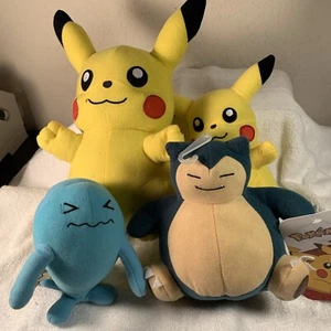 Pokemon Plush Lot Of 4 Snorlaz 5”, Wobbuffet 6” & 2 Pikachu’s 9” & 7” See Store - Picture 1 of 18
