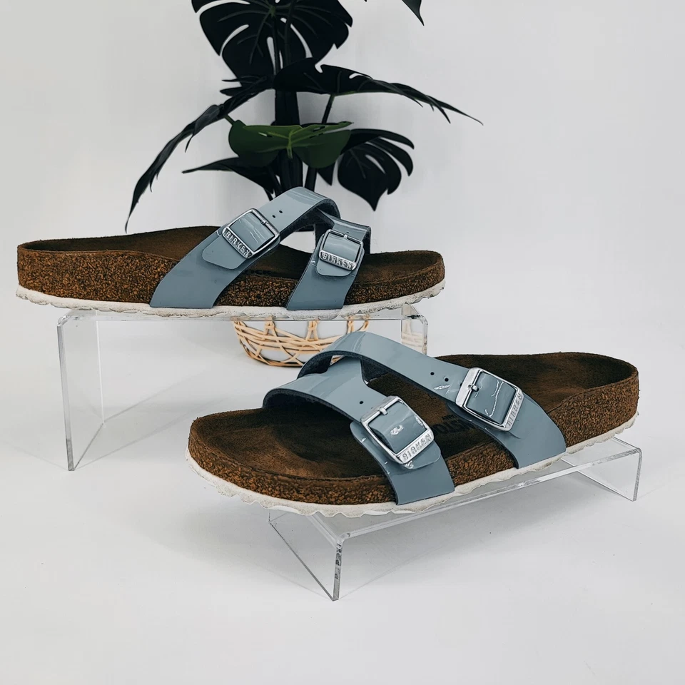 Birkenstock Women's Yao Narrow Light Blue Patent Leather Sandals Size 9US - Image 1 of 4