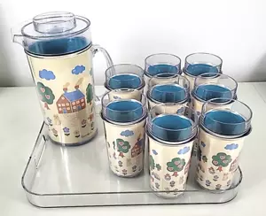 NOS - Vintage THERMO-SERV Country Richard Hoffman Krug Becher Tablett 10er Set - Bild 1 von 9