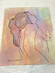 Vtg Female Nude Sketch Drawing Watercolor Painting William Anton Kleiner #4 - Picture 1 of 5