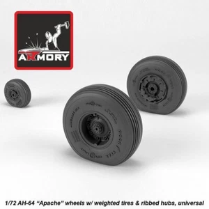 Armory AR AW72336 Scale 1:72 AH-64 Apache wheels w/ weighted tires, ribbed hubs - Picture 1 of 24
