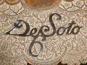DeSoto 6 Radiator Grille SCRIPT 1920 - 1930s Brass Name Emblem