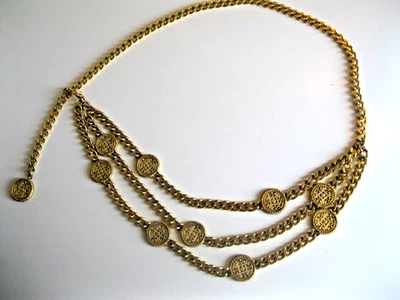 Cinturón collar vintage cadena oro moneda medallón capas Foto 1 de 4