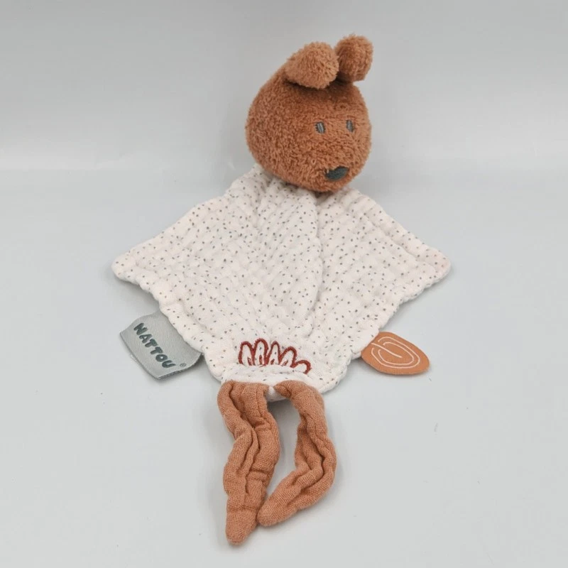 Doudou plat lapin marron blanc Susis et Bonnie NATTOU - 36394 - Photo 1/2