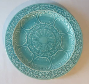 Piatto Zazen Target Home diametro 17" ceramica turchese smaltata goffrata - Foto 1 di 5