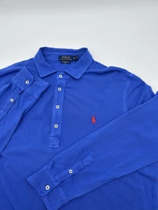 Polo Ralph Lauren Para Hombre XL Peso Pluma Malla Azul Manga Larga Polo Poni - Imagen 1 de 10