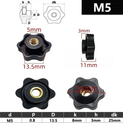 M5 (5mm) 25mm Sterngriff Sternmutter Klemmmutter Sternschraube Flügelmutter - Bild 1 von 2