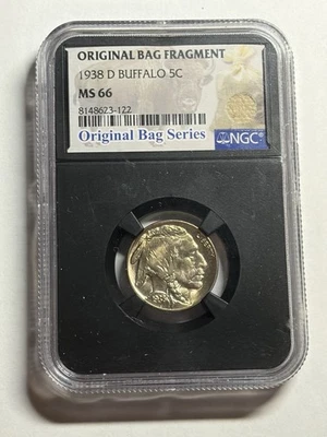 1938 D Buffalo Nickel MS 66 NGC 5c Original Bag Fragment - Image 1 of 4
