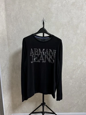 Винтажная футболка с длинным рукавом Armani Jeans черная мужская размер L XL толстовка - Изображение 1 из 4