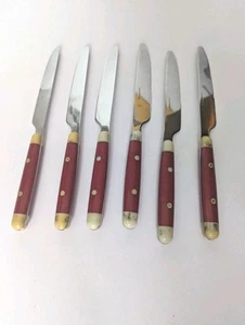 Juego de cuchillos de colección 6 piezas cubiertos de acero inoxidable JUBILEE RED por Cambridge cena dentada - Imagen 1 de 6