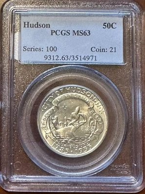Medio dólar conmemorativo Hudson New York 1935 graduación profesional MS63 Foto 1 de 4
