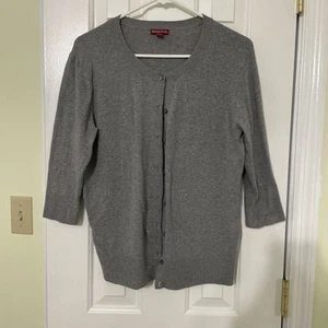 Merona Women’s Lightweight Button Up Cardigan With 3/4 Sleeves Gray Size L - Picture 1 of 5