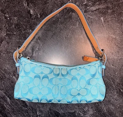 COACH Y2K Hampton Demi Baguette Blue Purse 6371 - Image 1 of 4