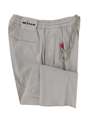 $1150 Kiton Pantalones Beige Mezcla Algodón Sólido - Delgados - (KT828251) Foto 1 de 4