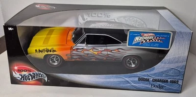 100% Hot Wheels Nationals 1969 Dodge Charger Diecast 1:18 Car - Flames - Image 1 of 4