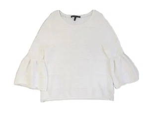 White House Black Market Drama Sleeve Pointelle Sweater Ivory Size XS Excellent - Picture 1 of 6