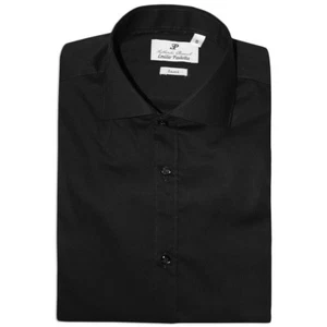 Camisa Casual Hombre Básico Algodón Color Liso Negro Manga Larga Slim Fit Sarani - Imagen 1 de 3