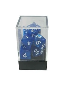 Blue Pearl Würfel Polyhedral Set mit weißen Zahlen - Bild 1 von 2