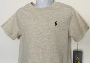 Polo Ralph Lauren Little Boys maglietta girocollo in jersey di cotone beige erica 2/2T nuova con etichetta - Foto 1 di 5
