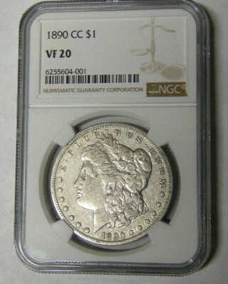 NGC VF20 1890-CC Morgan Silver Dollar Carson City Mint #6255604-001 - Image 1 of 2