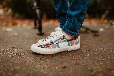 Superga 2750 NIB Size 8 U.S./39 eu White Tartan Plaid Canvas Low Casual Sneakers - Image 1 of 4