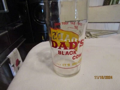 De colección DAD'S ROOT BEER Soda Fuente 5" VIDRIO Vaca Negra PUBLICIDAD 1950 Papás Foto 1 de 4