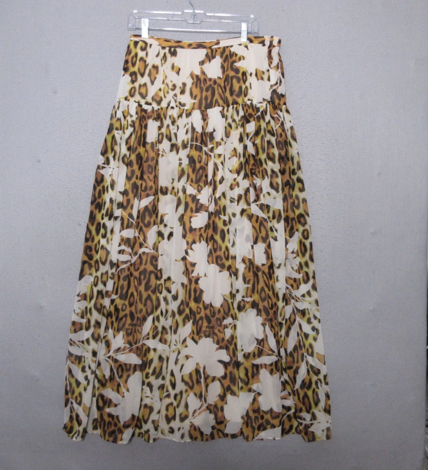 Maxi Falda Boston Propia 12 Marrón Selva Leopardo En Niveles Fluida Playa Vacaciones Foto 1 de 4