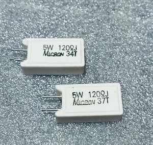 10ea Mikron Radial 120 Ohm 5W 5% Wirewound Leistungswiderstand Keramik NEU - Bild 1 von 1