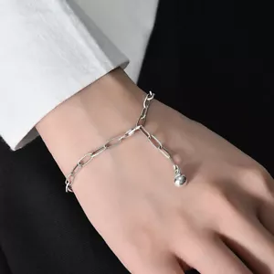 Damen Armband Rechteckige Glieder Sterling Silber 925 Geschwärzt Armkette - Bild 1 von 5