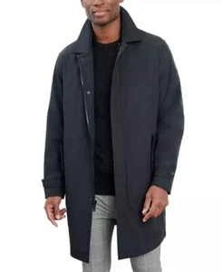 $225 Michael Kors men's Macintosh Full Zip Wet Weather Rain Coat - Large - Black - Picture 1 of 7