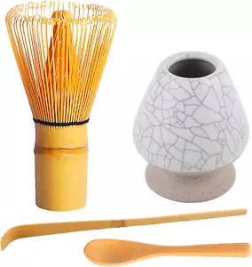 Matcha Whisk Set 4 Pcs-Handmade Bamboo Whisk(Chasen) and Traditional Tea Scoop, - Picture 1 of 8