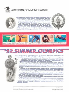 #388 29c Olympische Sommerspiele #2637-2641a USPS Gedenkmarkentafel - Bild 1 von 1