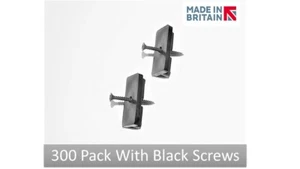 Composite Decking Clips Hidden Fixing Fasteners with Black Steel Screws 300 Pack - Picture 1 of 7